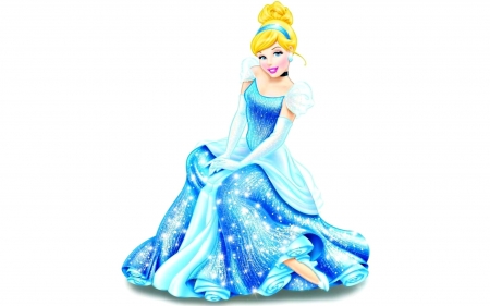 Cinderella - woman, princess, movie, girl, shoe, white, blue, cinderella, anime, disney, blonde, dress