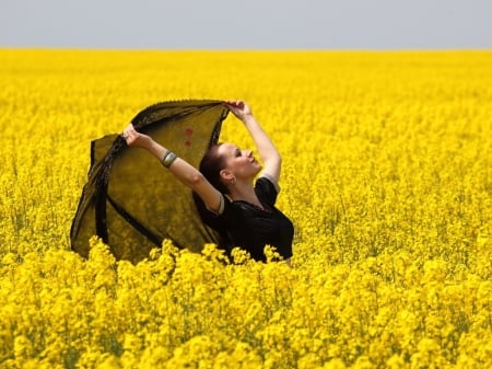 The Girl Blossoms - field, summer, girl, bloom