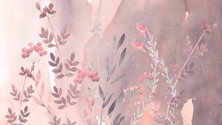 Wateracolor Blush - abstract, delicate, vines, blush, grass, pink, watercolor, nature, soft