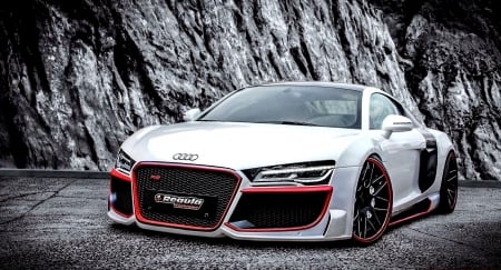 Audi-R8-V10-Spyder-8 - sports car, white, black rims, audi