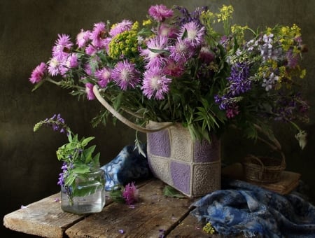 Purple flowers - flowers, purple, still life, amazing