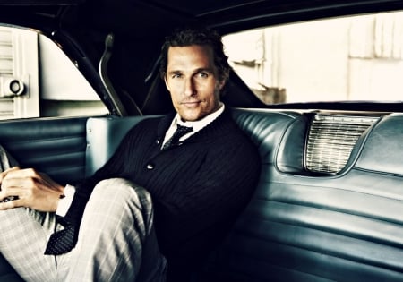 Matthew McConaughey - matthew mcconaughey, car, black, actor, blue, man