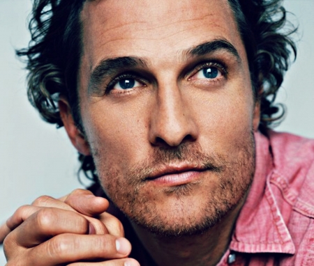 Matthew McConaughey - actor, portrait, face, man, Matthew McConaughey, pink