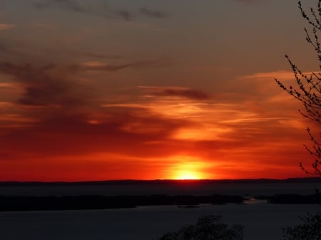 Sunset - nature, sky, trees, clouds, sunset, colors