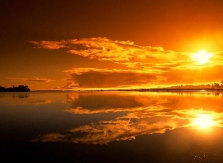 Great Sunset Reflection - sky, lake, great, reflection, sunset, nature