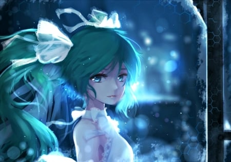 Hatsune Miku - qian ye 2 s, manga, vocaloid, anime, blue, girl, hatsune miku, luminos