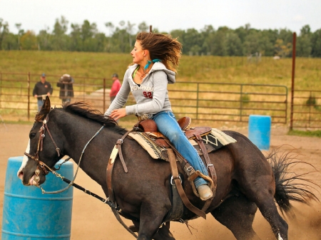 Ridin' Barrels - women, fun, barrells, female, boots, models, western, girls, cowgirls, style, rodeo, horses, ranch