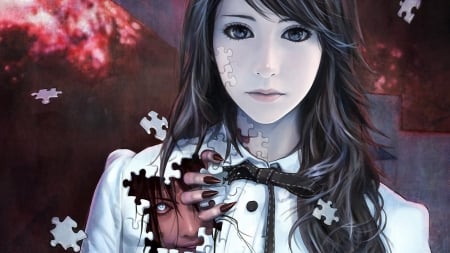 Dangerous Puzzle - girl, anime, puzzle, dark