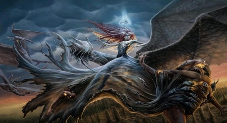 Queen Of The Monsters - monsters, fantasy, female, wings