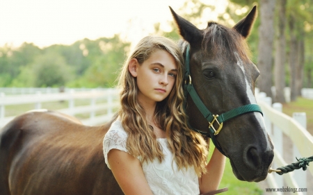 friendship forever - fence, trees, horse, cowgirl, friendship, pal