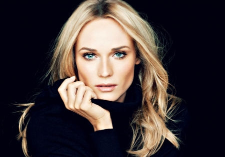 Diane Kruger - diane kruger, beauty, woman, actress, girl, blue eyes, black, blonde