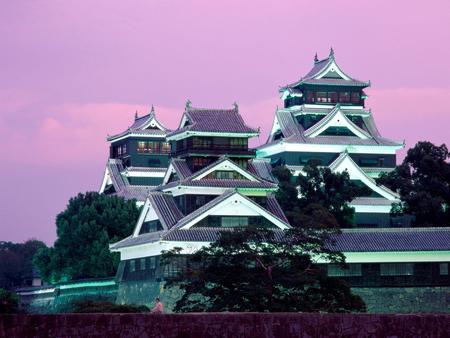 Kumamoto Castle - sky, pink, light