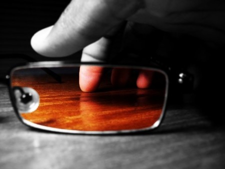 Colored Vision - black and white, color, glasses, hand