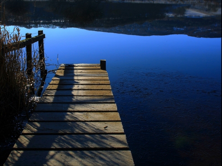 pier in blue - pier, blue