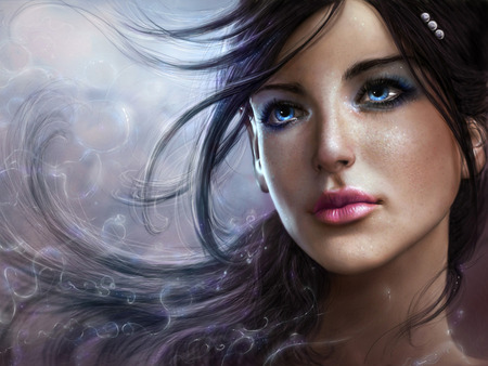 Anime Beauty - Dream Lover - pretty, anime, beautiful, girl, beauty, dream lover, cg, fantasy, woman, face, blue eyes