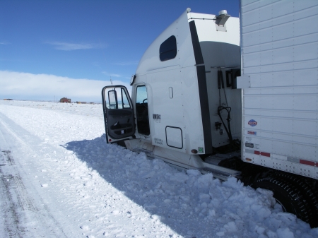 Winter Wonderland - white out, semi, truck, snow