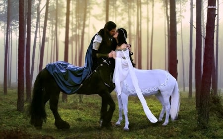 Centaur Couple - horse, couple, fantasy, forest