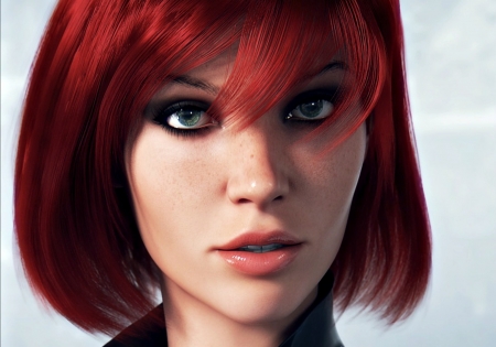 Redhead - woman, face, redhead, girl, game, freckles, fantasy, cg