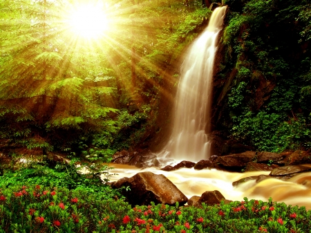 SPRING SHINES - sunshine, spring, waterfalls, nature