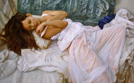 Soft Repose - women, beauty, painting, sensual