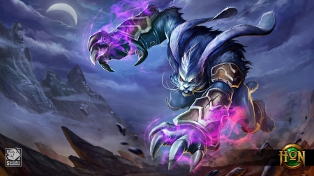 Rabid Night Bunny - pink, game, rabid night bunny, luna, blue, art, creature, heroes of newerth, fantasy, moon