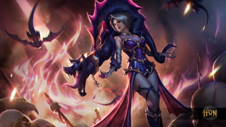 Calamity sunder - heroes of newerth, fantasy, pink, calamity sunder, game, girl, woman, art