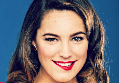 Kelly Brook - woman, actress, girl, kelly brook, face, naughty, blue, mood, smile