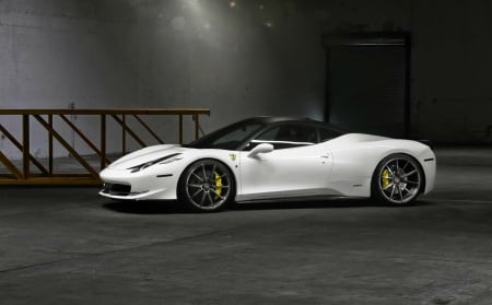 Ferrari-458 - sports car, white, ferrari, custom wheels