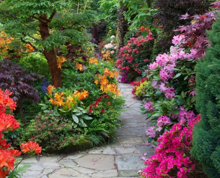 Garden Path - flowers, path, beautiful, garden, spring, colors, lovely