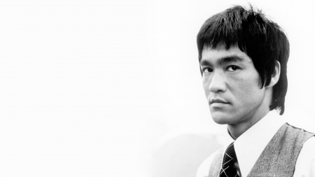 Bruce Lee - close up, bruce lee, simple background, actors, asians