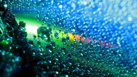 Water drops - abstract, water drops, blue, green, texture