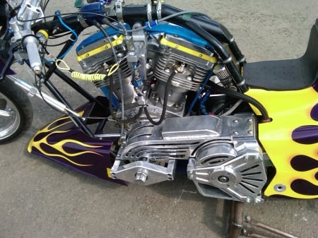 Harley Engine - custom paint work, harly, engine, drag bike