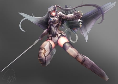 Mecha girl - mecha, katana, anime, girl, weapon