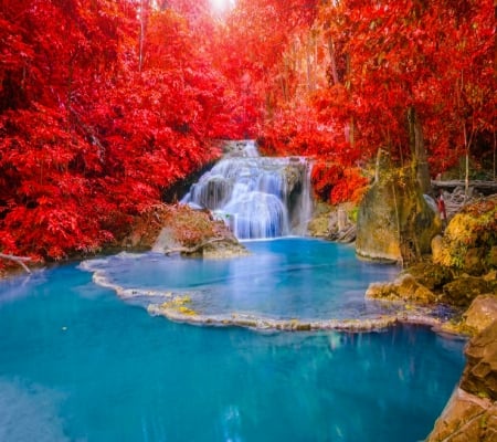 waterfall - heaven, water, waterfall, blue