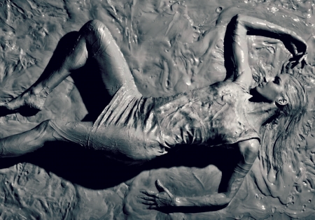 Gisele Bundchen - black, white, woman, mud, model, girl, Gisele Bundchen