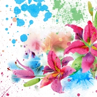 Splattered Painted Flowers