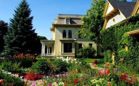 House - Garden, Summer, Architecture, House