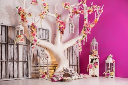 Pink World - room, interior, pink, decoration