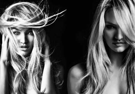 Candice Swanepoel - by cehenot, collage, girl, blonde, black, white, woman, model, Candice Swanepoel