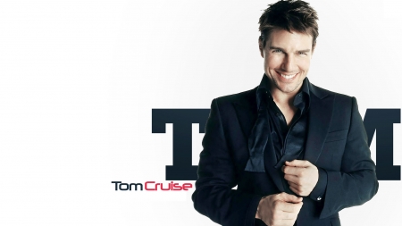 Tom Cruise - white, tom cruise, actor, smile, black