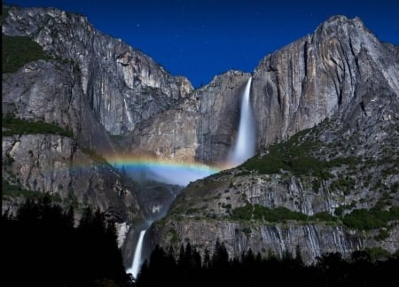 waterfall - fun, nature, rainbow, cool, waterfal, nountain