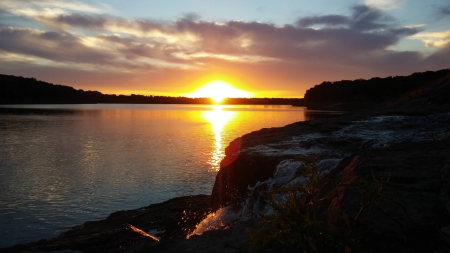 sunset - lake, cool, fun, sunset, nature