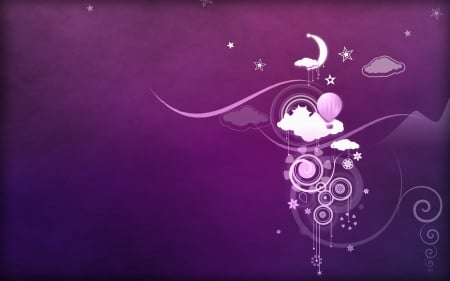 Good Night! - cloud, purple, pink, abstract, vector, luna, white, moon, texture