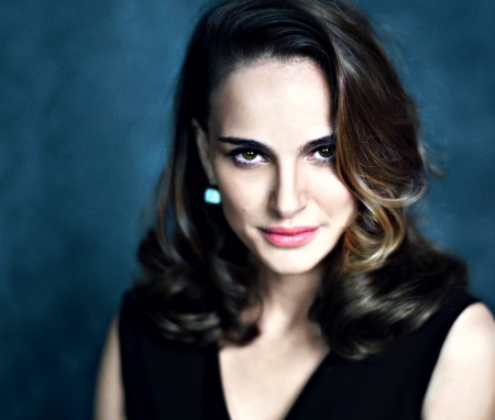 Natalie Portman - woman, actress, girl, portrait, blue, natalie portman