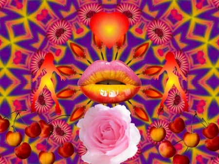 Cherry Tart - eye candy, collage, 3d, fractal, abstract