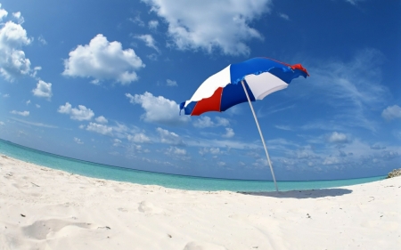 Clean Beach - beach, sand, cool, umbrella