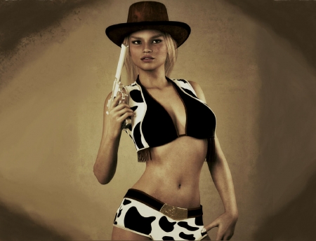 Gunslinger - style, girls, western, women, models, hats, anime, cowgirls, art, fun, female, fashion