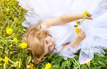 Girl - flowers, girl, cute, field