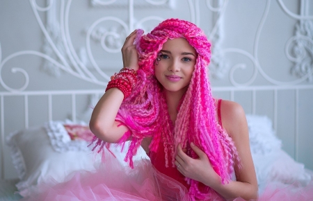 :) - girl, hairstyle, pink, photography