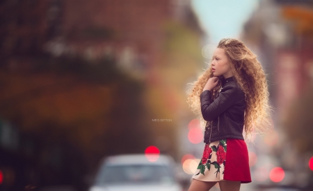 Girl - red, street, child, meg bitton, girl